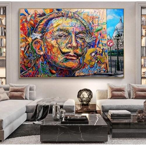 Abstract Salvador Dali Graffiti Art Canvas Paintings On the Wall Art Posters And Prints Street Art Canvas Pictures Home Decor