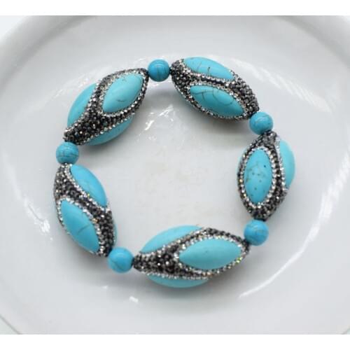 Turquoise egg zircon round and green bracelet 8inch wholesale beads nature FPPJ for woman gift