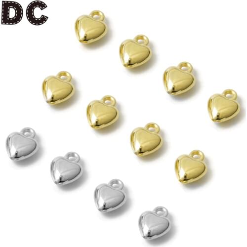 DC 100pcs/lot 10x8mm CCB Mini Sweet Love Heart Charms Pendant With Hanging For DIY Necklace Bracelets Jewelry Accessories