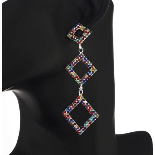 YFJEWE Long Crystal Drop Earrings Exaggeration Gold Silver Color multi-color Rhinestone Earrings for Women Party Jewelry E649