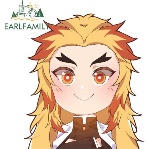 EARLFAMILY 13cm x 11.5cm for Demon Slayer Car Stickers Personality Occlusion Scratch Decals Waterproof Helmet Caravan Decor