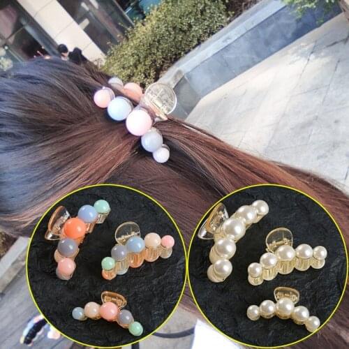 Hair Claw Headwear Plastic Gripper Crystal Pearls Crabs Kawaii Hair Accessories For Girls