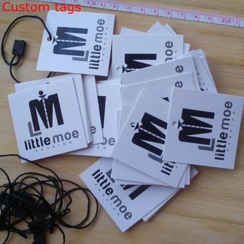 Custom Top quality 400 g coated paper Hang tag for shirt white coated swing tags