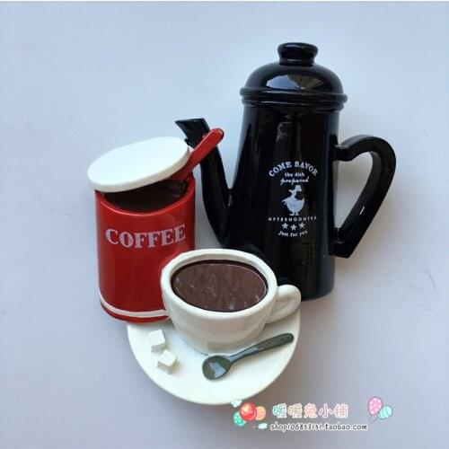 Coffee Pot Drink Afternoon Tea Resin Fridge Magnet Creative Three-dimensional Magnetic