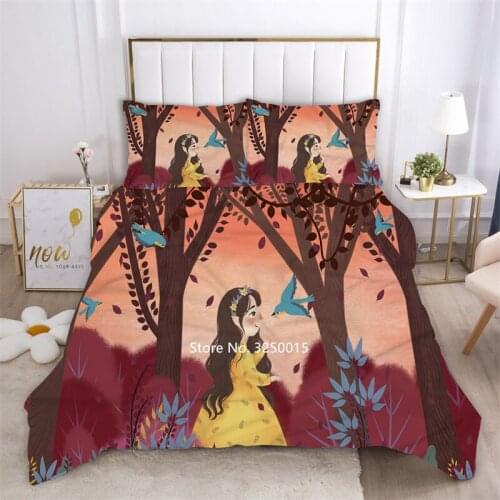 Boys & Girls Soft Room Decorated Bedding Set 2-3 Pieces Home Textile High Quality Forest Little with Girl Pattern Dropship