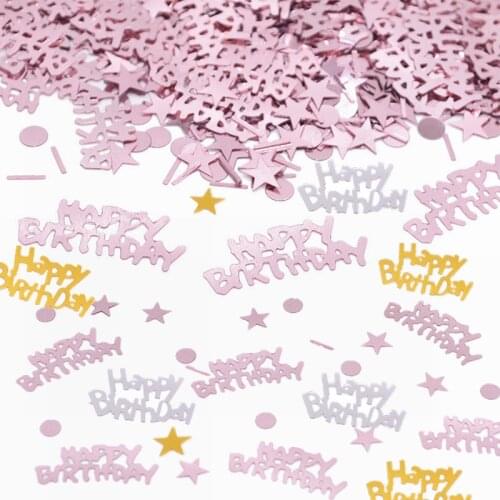 15g/bag Happy Birthday Letter Confetti Rose Gold Confetti With Star Disc For Birthday Party Table Sparkle Confetti Decoration 8z