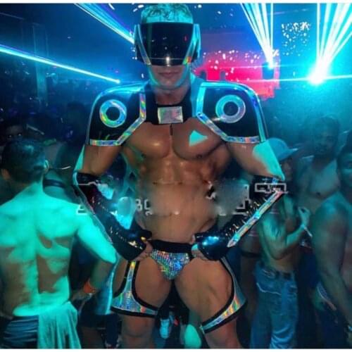 Model Future tech men gogo costume Catwalk nightclub bar party show stage dance wear