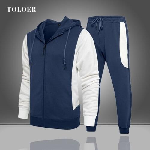 2021 Men Autumn Winter Casual Sports Suit Jacket+Pants Two Pieces Set Fashion Sportswear Mens Jogging Suit Long Sleeve Sweatsuit