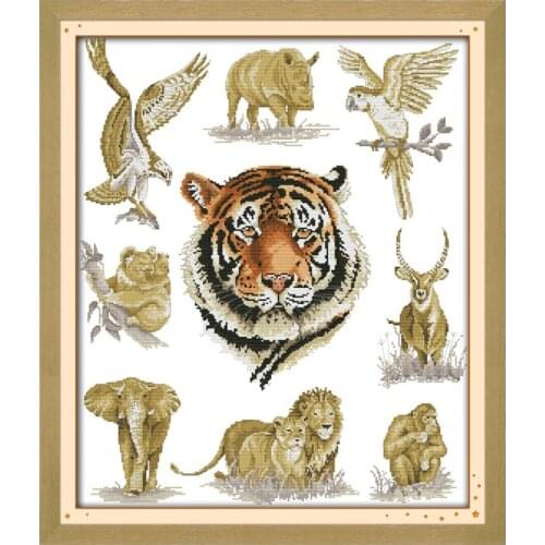 Tiger cross stitch kits animal DIY 14ct count print canvas cross stitches pattern needlework set embroidery kit DIY handmade