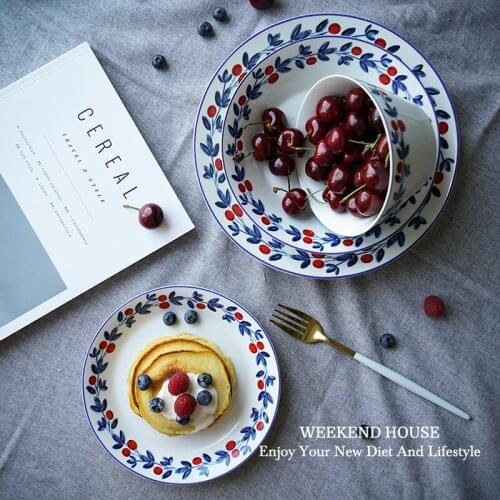 Berry Ceramic Tableware Set Steak Plate Breakfast Plate Kitchen Cutlery Salad Bowl Rice Bowl Mug