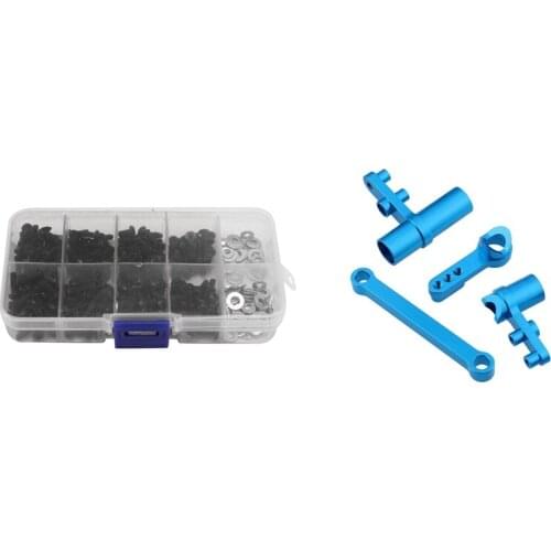 340Pcs M3 Flat & Round Head Screws Set For 1/10 Hsp 10.9 High Strengt Screw & 1Set 122057 Servo Saver Complete Set Plate