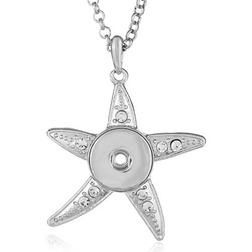 New Fashion Beauty Starfish Metal snap pendant necklace 60cm fit 18mm snap buttons snap jewelry wholesale XL0153