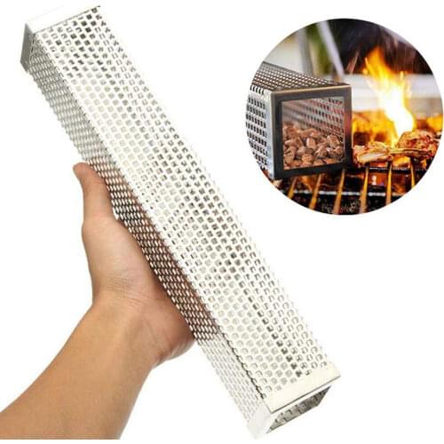 New Cold Smoke Generator For Smokehouse Stainless Steel BBQ Pellet Smoker Mesh Tube 12 Inch Mini Apple Wood Chip Smoking Box Set