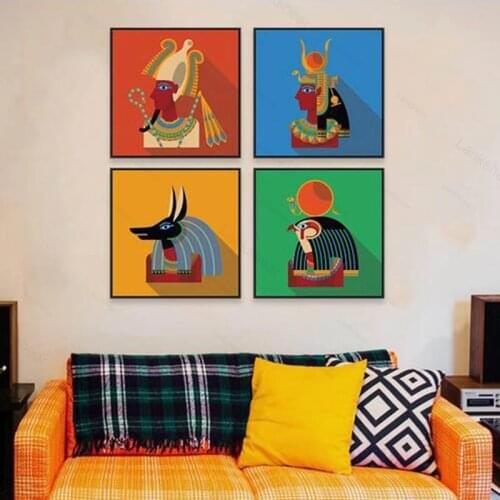 Nordic Poster Modern Ancient Africa Egypt God Portrait Printed Abstract Canvas Art Painting Modular Wall Picture Home Decoration