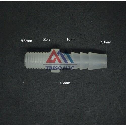 7.9mm-G1/8 Straight Connector Plastic pipe Fitting Barbed Connector with thread Material PP Fish Tank Airline Aquarium