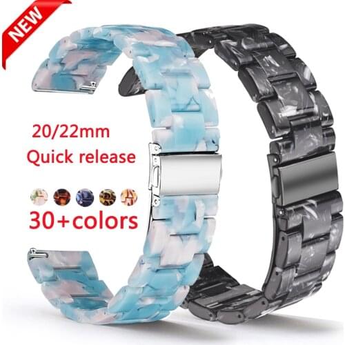 Resin Quick Release Watch Band for Samsung Galaxy Watch 3 41mm/45mm/Active2 Bracelet for Huawei Watch GT2 Strap Woman Watchband