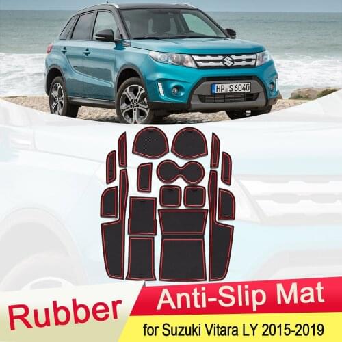 For Suzuki Vitara LY 2015 2016 2017 2018 2019 Rubber Anti-slip Mat Door Groove Cup Pad Gate Slot Cushion Coaster Car Accessories
