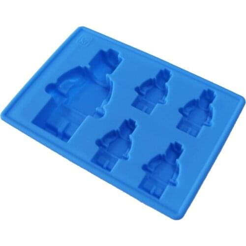 Fondant Cake Silicone Molds Light Blue Color 4+1 Robots Shaped Ice Cube Mold Chocolate Moulds