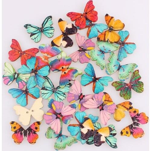 Pretty Butterfly Mixed 2Hole Wooden Buttons Christmas DIY Decor Child Clothes Sewing Buttons Crafts Scrapbooking Accessories D