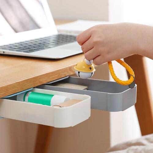 Hidden Table Under Pen Stationery Storage Box Paste Plastic Desk Case Drawer Type Pencil Box Creative Storage Small Drawer