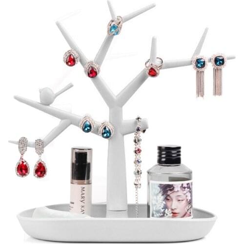Vintage White Jewelry Tree Organizer Rack Earing Ring Holder Display