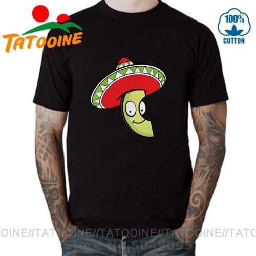 Tatooine Funny Cartoon Avocado Smiling And Wearing A Sombrero T shirts homme Mexican Hat Design Avocado T-shirts hombre camiseta