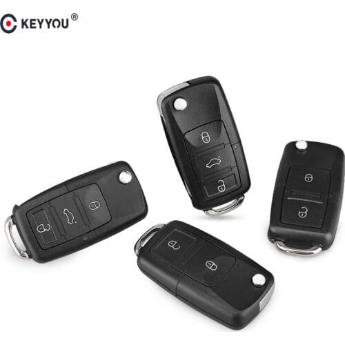KEYYOU 2/3 Buttons Replacement Filp Car Remote Key Shell Case For VW Volkswagen polo passat b5 Tiguan Golf Seat Skoda No Blade