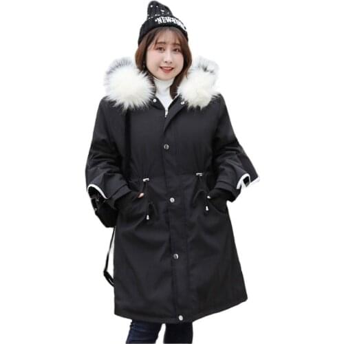Plus size 8XL Outerwear women autumn winter new style to overcome the plus velvet warm windbreaker jacket woman loose black coat