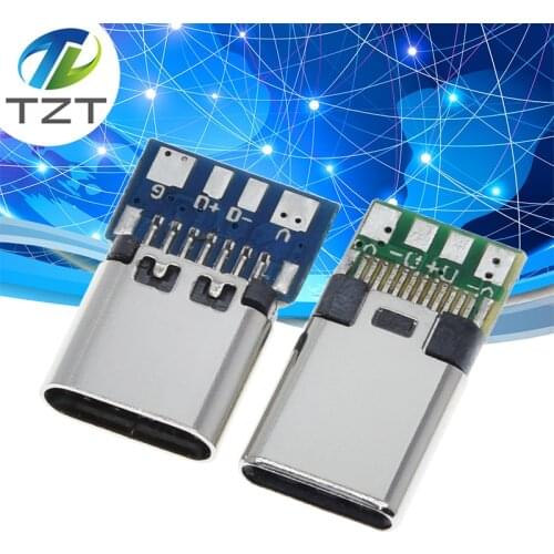 10pcs USB 3.1 Type C Connector 12/24 Pins Female/Male Socket Receptacle Adapter to Solder Wire & Cable 24 Pins Support PCB Board