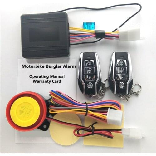 12V Motorcycle Theft Protection Remote Activation Motorbike Burglar Alarm Accessories With 2x 4 Button Remote Control Key