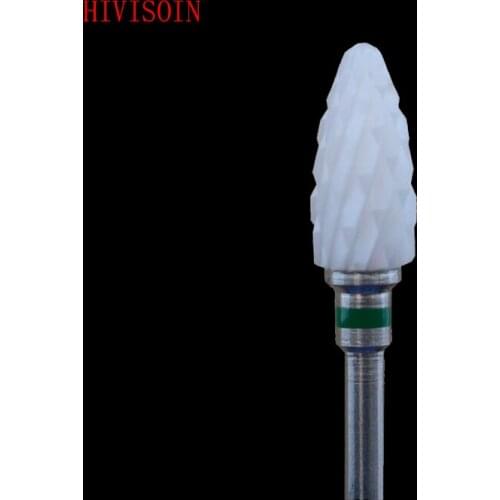 20 Pcs- White Zirconia Ceramic Dental Lab Burs - Bullet Shape -Cross cut (4301.060)