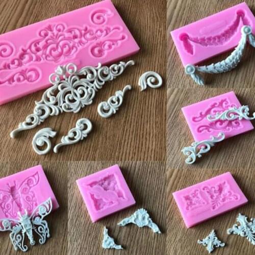 3D Craft Baroque Scroll Relief Silicone Mold Cake Decorating Tools Fondant Chocolate Candy Gumpaste Mold Cupcake Frame Baking