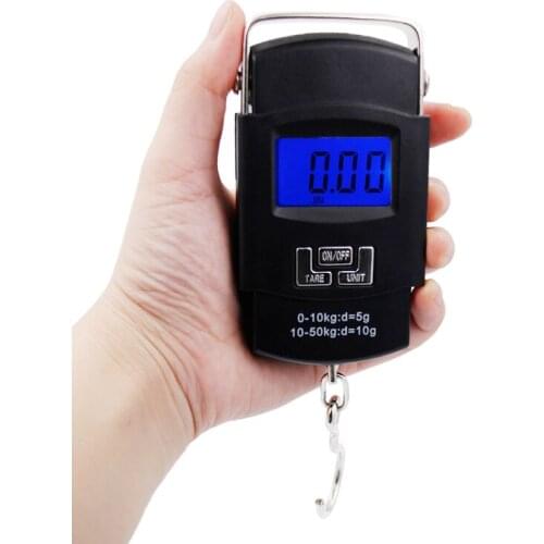 50kg 10g Pocket Electronic Weight Digital Scale Hanging Scales Luggage Hanger Steelyard Black LCD Display Weight Scales