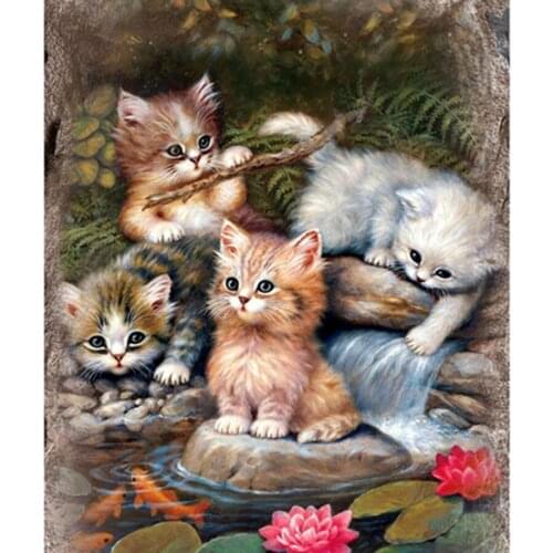 Cat DIY 5D Diamond Painting Full Round Rhinestones Animal Diamond Embroidery Cross Stitch Mosaic Home Decor