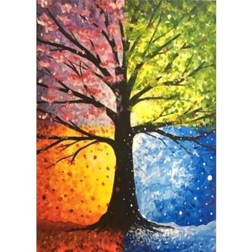 5D Diy Diamond Painting SupplieTree Full Drill Round Diamond Embroidery Picture Rhinestone Diamond Mosaic Cartoon Home Decor
