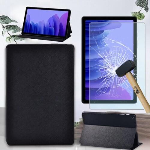 Tablet Case for Samsung Galaxy Tab A7 10.4 Inch Leather Protective Case + Glass Tempered Film + Free Stylus