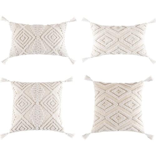 Cotton Linen Tassel Cushion Case Sofa Throw Pillow Cover Pillowcase for Home
