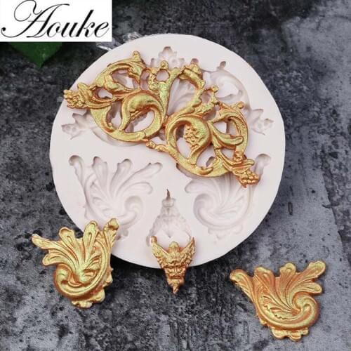 Aouke Retro pattern Shape Silicone Cake Decorating Mold Pastry Tool Sugarcraft Mold G211