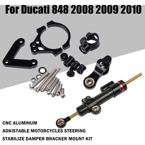 For Ducati 848 2008 2009 2010 Motorcycle Stabilizer Steering Damper Stabilizer Bracket Kit Motorcycle Accessories