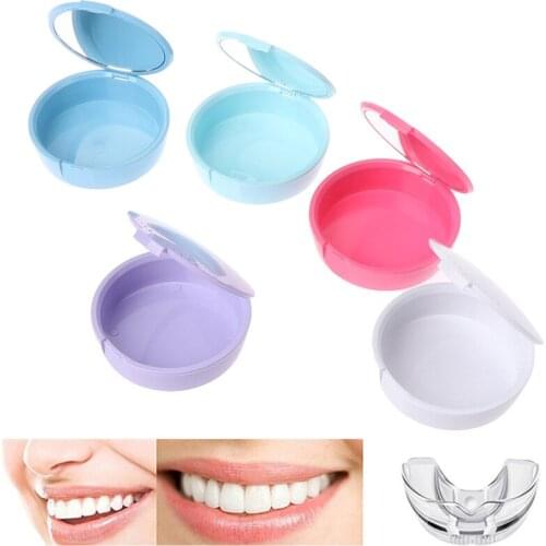 Denture Storage Box False Teeth Bath Case Container Teeth Protector Cleaning False Teeth Cleaning Box with Mirror