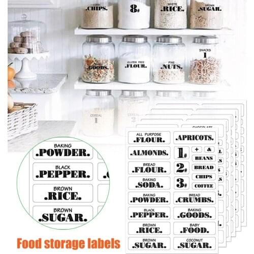 Farmhouse Pantry Labels 6 Sheets Transparent Waterproof Pantry Stickers Food Jar Labels for Pantry Organization TS2