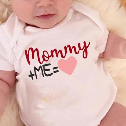 Mommy Plus Me Equal to Love Onesie Simple Style Print Pregnancy Announcement Baby Bodysuit Infant Girls Boys Reveal Sleepwear