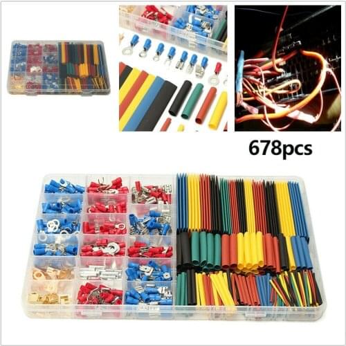 Car Wire Electrical Kit 350 Terminals Connectors + 328 Heat Shrink Tube Assorted