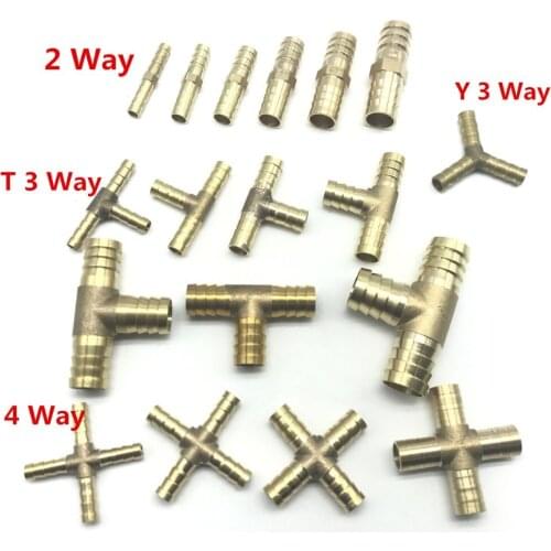 Brass Barb Pipe Fitting 2 3 4 way connector For 4mm 5mm 6mm 8mm 10mm 12mm 16mm 19mm hose copper Pagoda Water Tube Fittings