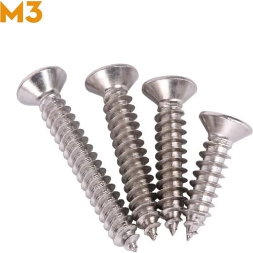 M2 M2.2 M2.6 M3 M4 M5 M6 304 Stainless Steel Flat Head Phillips Self Tapping Screws Wood Screws
