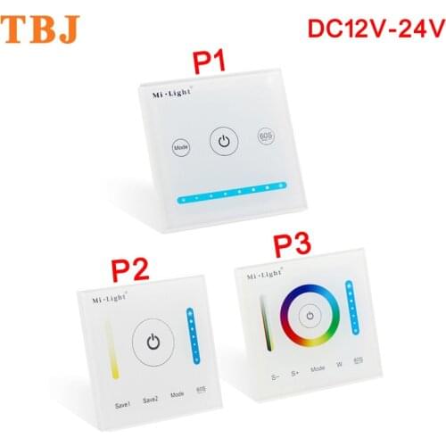 Mi.Light P1 P2 P3 DC12V DC24V Wall Mounted Touch Smart Panel LED Color Temperature Dimmer RGB CCT Controller for Strip Light