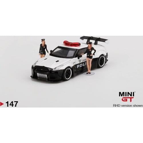 Mini GT 1/64 GTR police car girl version LBWK wide body alloy car model R35 modified version of action figure