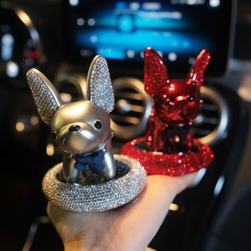 2020 New Cartoon Cute Dog Gift Diamond Dog Shaking Head Car Interior Ornament Perfume Solid Car Aroma Decoration
