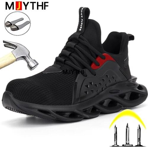 Mens European Standards Steel Toe Cap Work Sneakers Men Safety Shoes Anti-puncture Work Shoes Breathable Indestructible Shoes