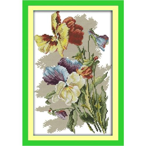 New Pansy Flowers Decor Paintings 14CT 11CT Counted Cross Stitch Kits DMC Cross-stitch Sets DIY Embroidery Needlework Home Decor
